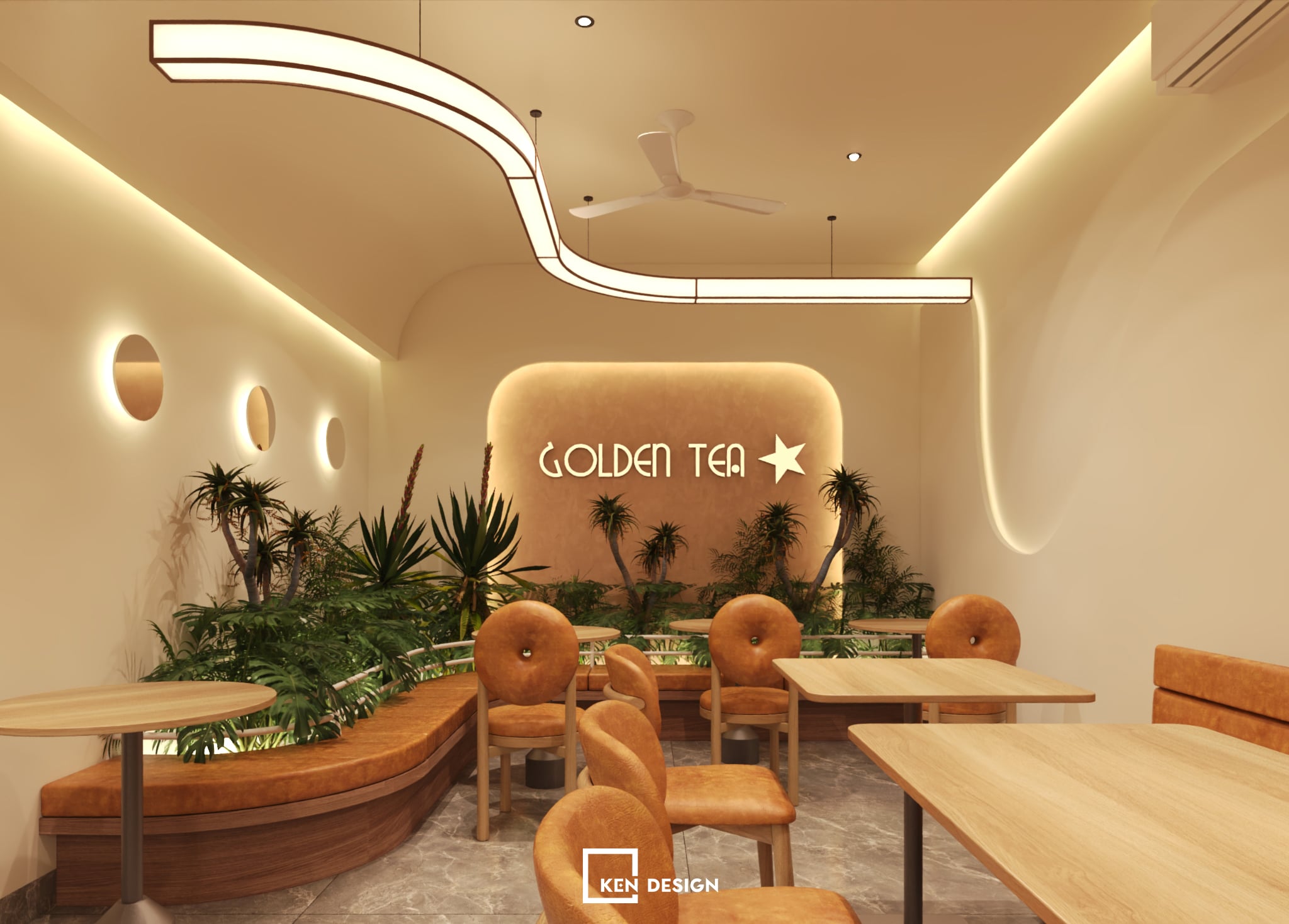 Thiết kế quán Golden tea & coffee tại Hưng Yên